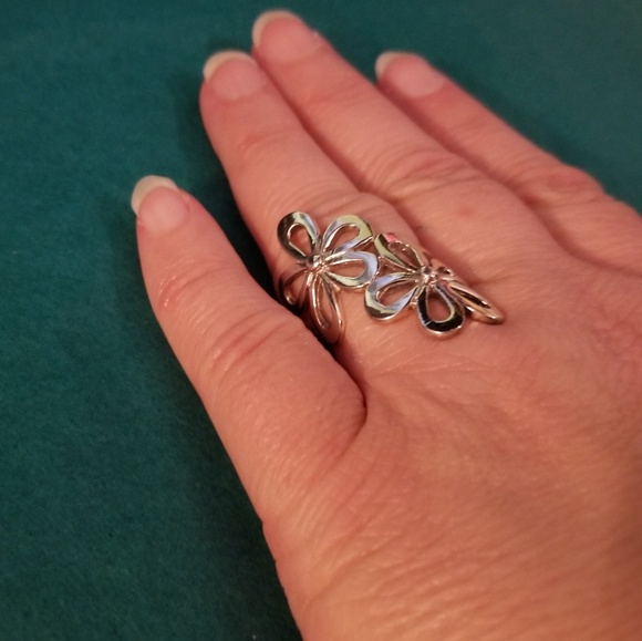 Handmade Jewelry - .925 Sterling Silver Double Flower Ring